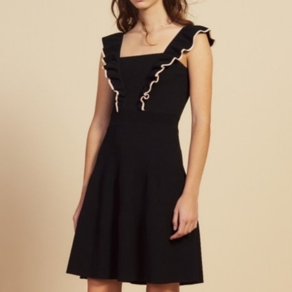 Sandro Paris Tristian Frill Ruffle Knit Dress in Size FR 36 US 4 Small - Picture 3 of 8